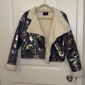 Sherpa lined cropped floral Goldie jacket